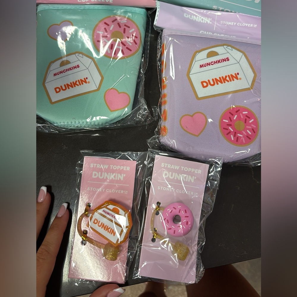Dunkin' Cup Sleeves and Straw Toppers